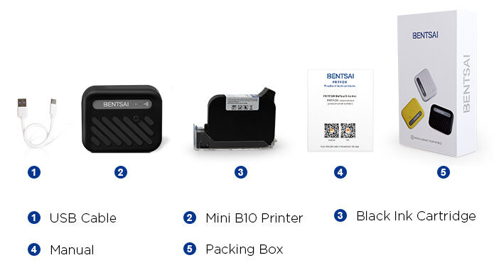 What's in the box - B10 mini printer
